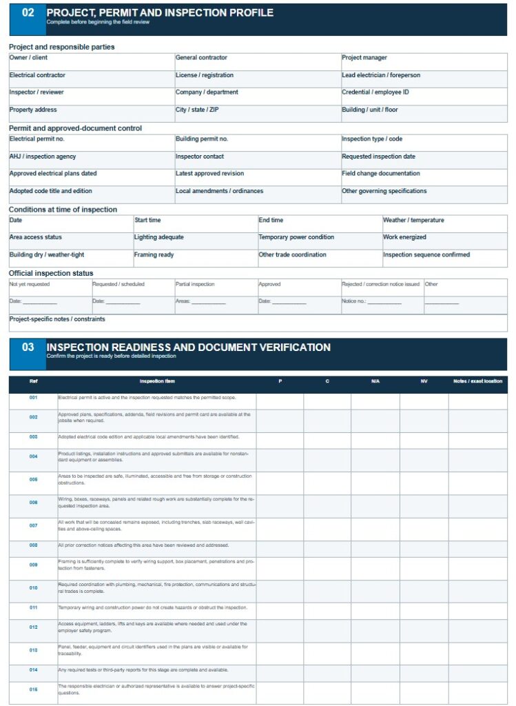 Rough Electrical Inspection Checklist