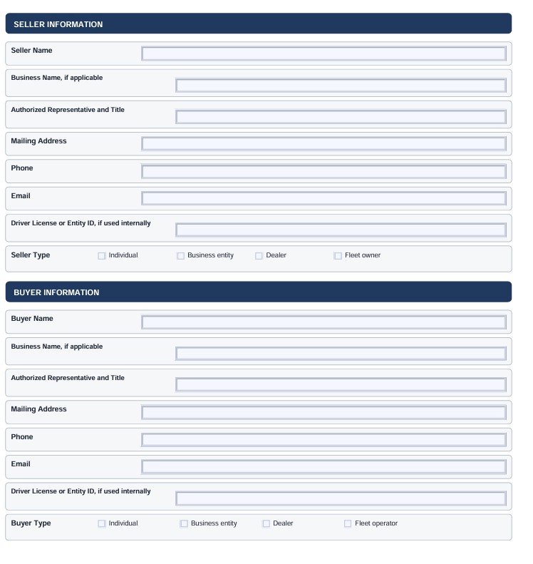 Truck Bill of Sale Template