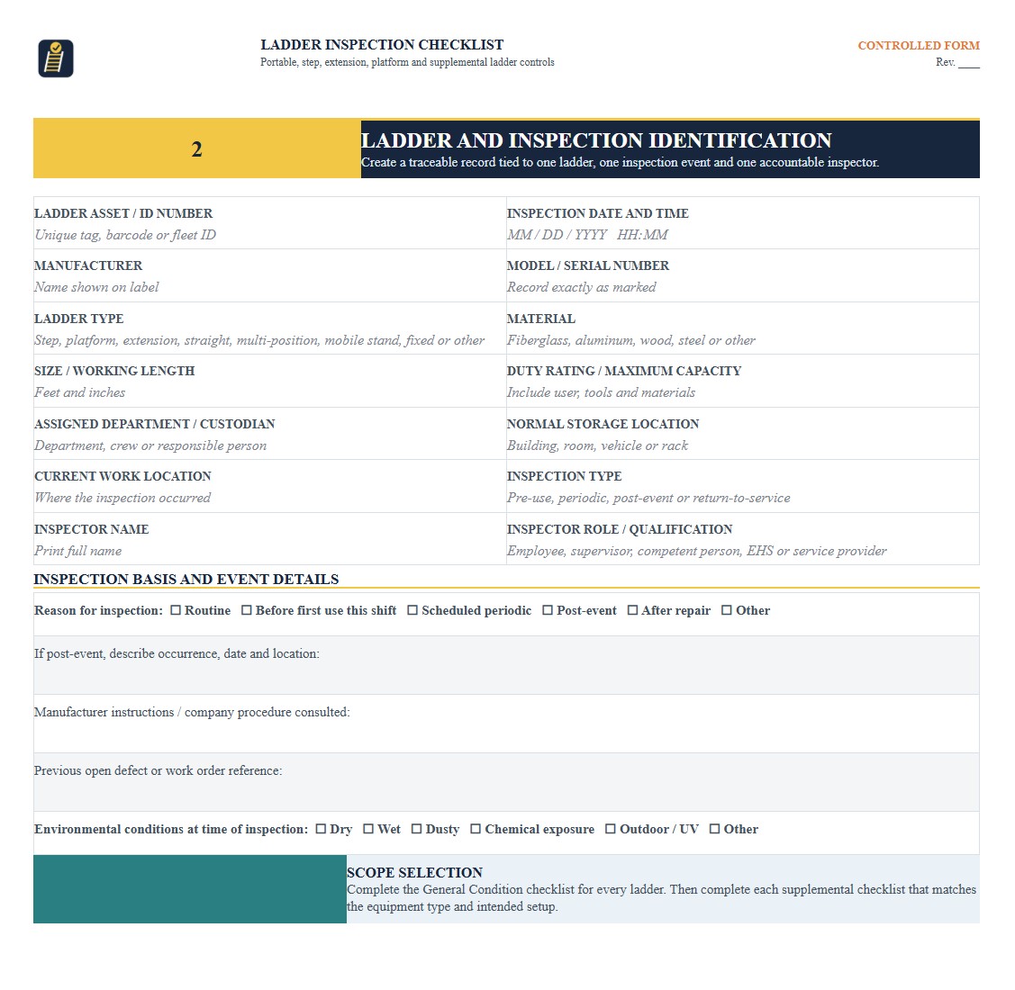 Ladder Inspection Checklist Template