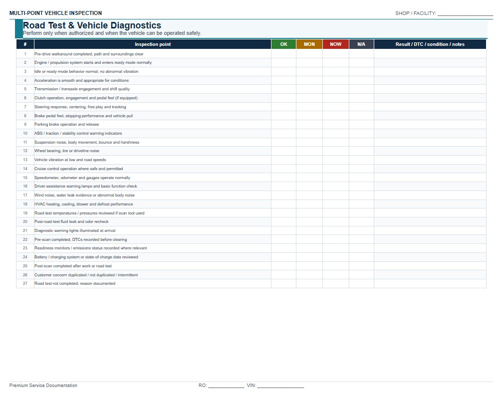 Multi Point Inspection Checklist