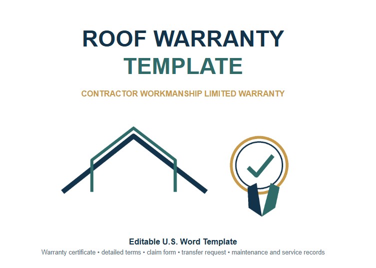 Roof Warranty Template​ Word and PDF Fillable