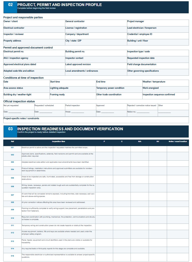 Rough Electrical Inspection Checklist