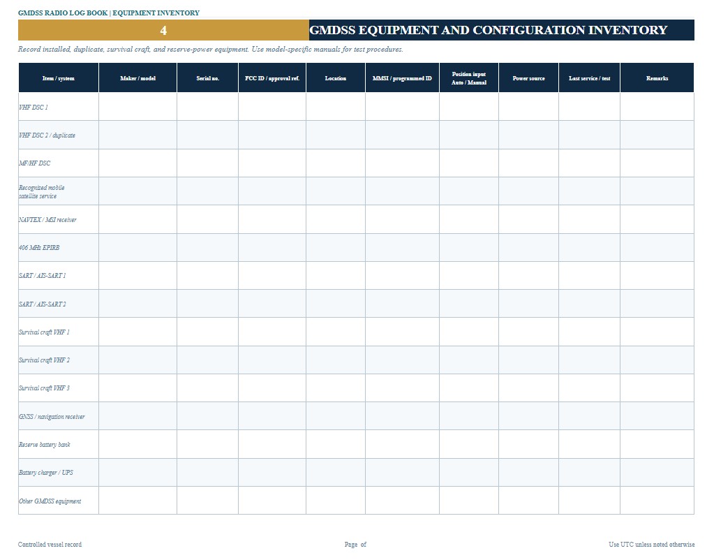 GMDSS Radio Log Book
