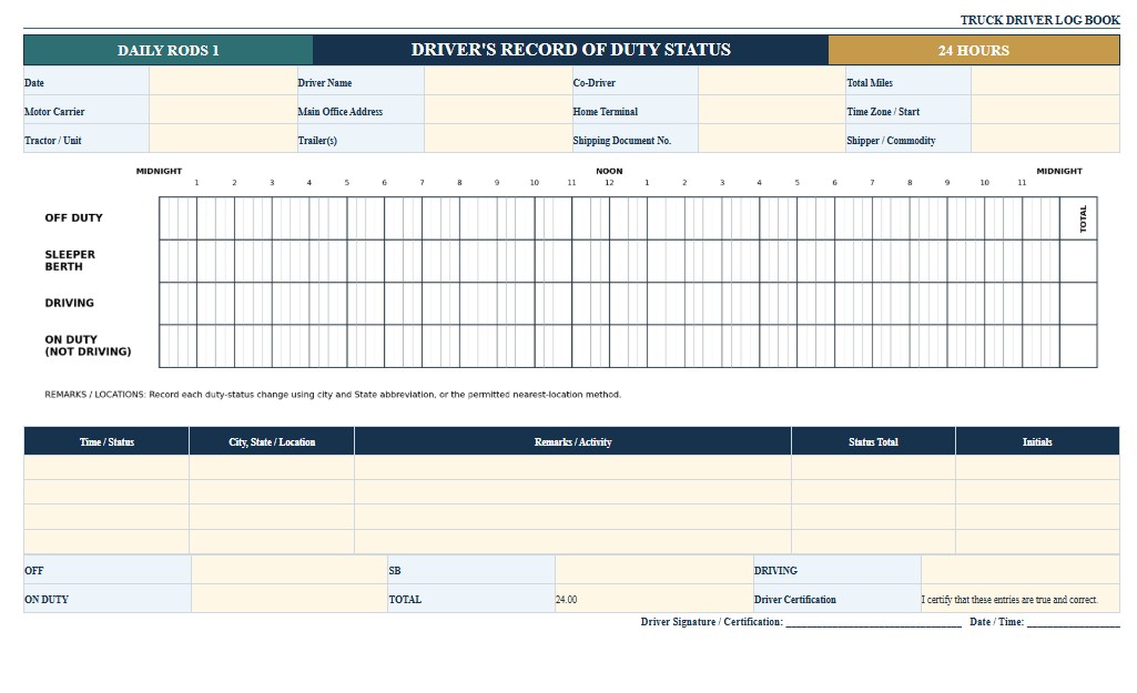Truck Driver Log Book